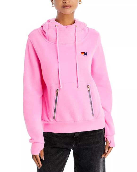 Aviator Nation Tops - Aviator Nation Pink Ninja Pullover Hoodie Quilted Funnel Neck Women Small $220